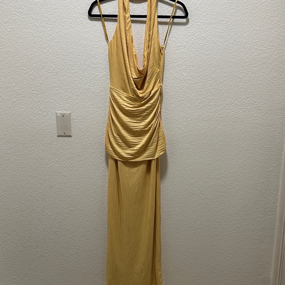JLUXLABEL Yellow Draped Maxi Dress